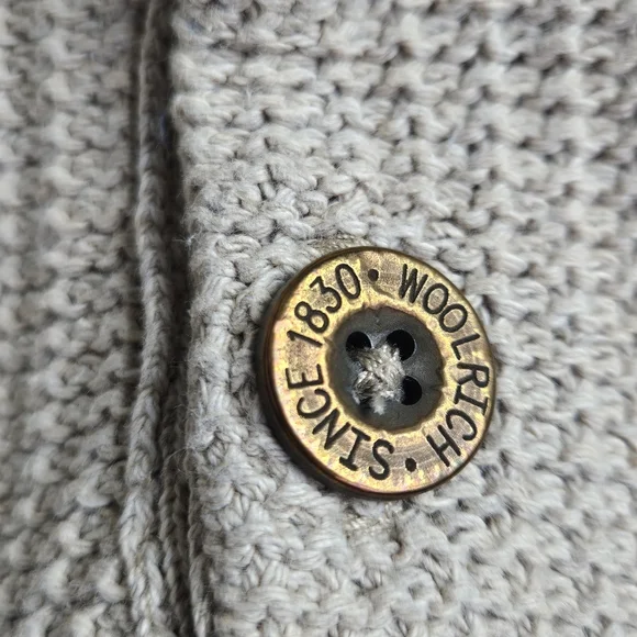 Vintage 90s Woolrich Hand Framed Button Henley Tan Sand Sweater Mens Large - Picture 5 of 13